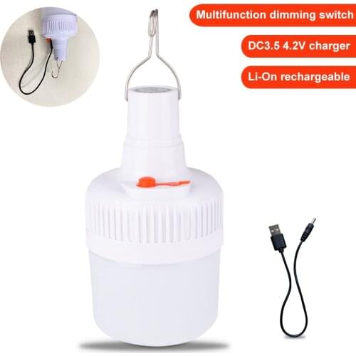 2 Modes LED Camping Light USB Rechargeable Bulb Camping Tent Lamp Home Emergency Lighting Portable Lantern for Outdoor Fishing