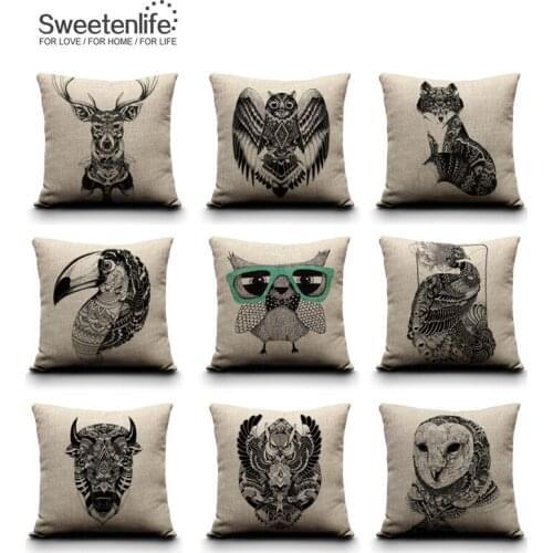 Sweetenlife Cushions Home Decor Vintage Animal Decorative Cushions 50*50 Throw Pillow Case 2018 Sofa Cushion Covers Pillow Cover