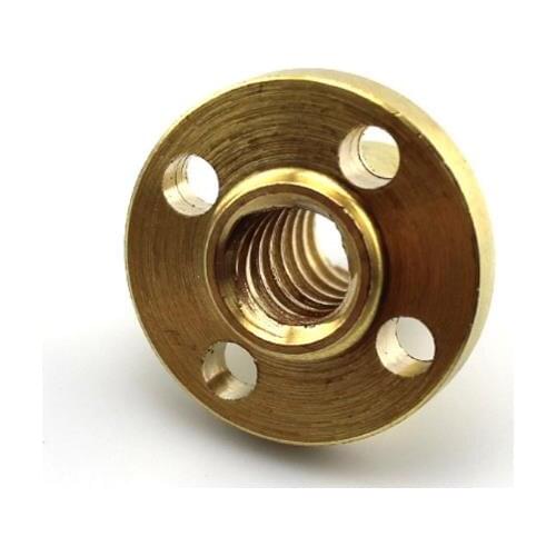 T8D2 Copper Nut T Type Nuts Flange Lead Screw Nut for 3D Printer Accessories