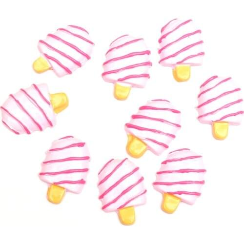 20Pcs Pink Popsicle Resin Decoration Crafts Beads Frame Flatback Cabochon Scrapbook DIY Embellishments Accessories