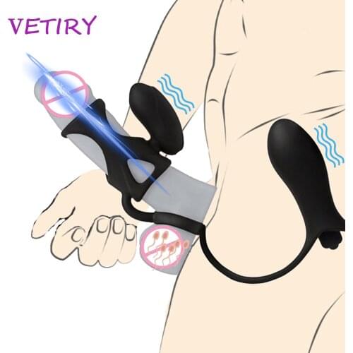 VETIRY Vibrator Anal Plug Prostate Massager Penis Ring Delay Ejaculation Ring Sex Toys For Couples Butt Plug Cock Ring for Men
