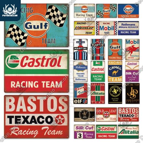 Putuo Decor Racing Team Vintage Tin Sign Metal Signs Decorative Plaque for Pub Bar Club Man Cave Farmhouse Decor Wall Decoration