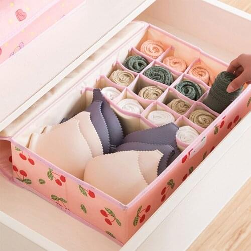 Underwear Storage Box Underwear Socks Oxford Cloth Partition Storage Box Scarf Bra Storage Folding Drawer Storage Box With Lid