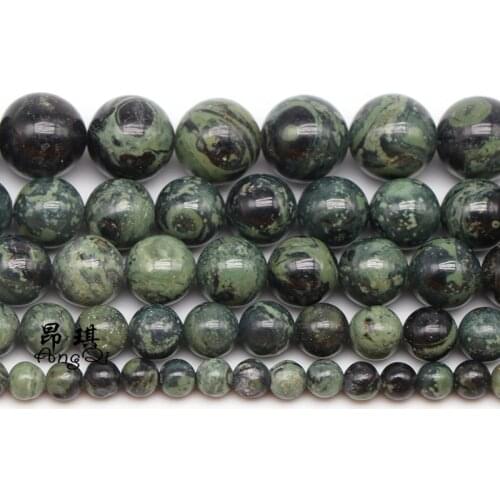 Natural Stone Green Kambaba Jaspers Round Loose Beads 15" Strand 4 6 8 10 12MM Pick Size For Jewelry Making Beads For Needlework