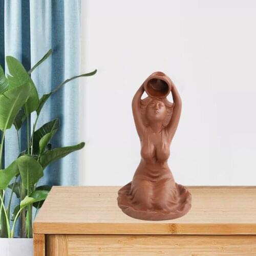 Female Shower Statue Backflow Incense Burner Smoke Waterfall Incense Burner Holder Aromatherapy Censer Living Room Decor