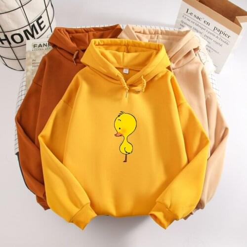 Kawaii Duck Print Hoodie Women Sweatshirt Pullover Loose Harajuku Goth Clothes Cartoon Graphic Sweatshirt Ulzzang Sudadera Mujer