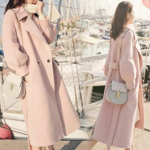 Women Winter Woolen Overcoat New long lantern sleeves woolen coat Winer Large Size female long section thick woolen coat