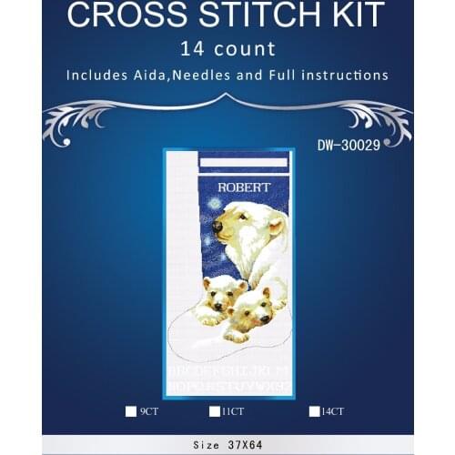 Lovely Gold Collection Counted Cross Stitch Kit similar dmc anchor dim cross stitch color christmas sock white bear