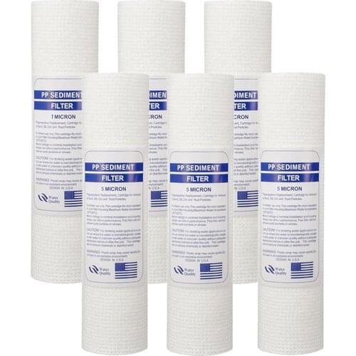10 Inch 1&5 Micron Sediment Water Filter Universal House Cartridge Reverse Osmosis for Well Water 3 Piece
