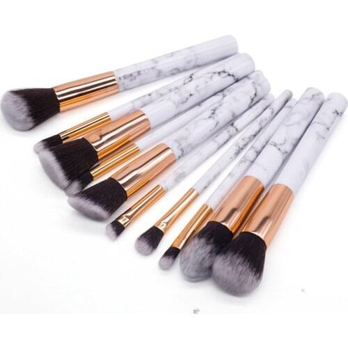 Women Marble Brushes Makeup Tool Kit Soft Makeup Brush Set 10pcs Foundation Powder Brush Marble Make Up Tools DD