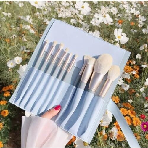 10Pcs Blue Makeup Brushes Pro Green Brush Set Powder Eyeshadow Blending Eyeliner Eyelash Eyebrow Make Up Beauty Cosmestic Brush