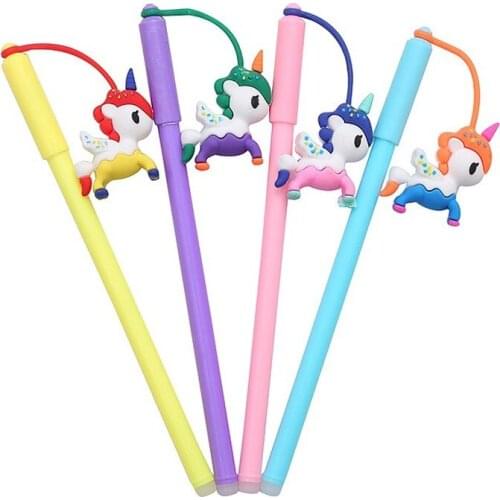 36PCS Creative Unicorn Pendant Gel Pens Lovely Student Pendant Pen Learning Stationery Office Supplies Signature Pen