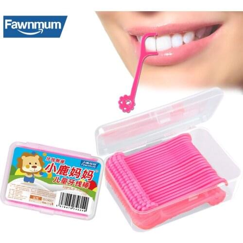 Fawnmum 40 Pcs Childrens dental floss stick Plastic Toothpicks With Thread for For Cleaning Interdental Spaces Oral Floss