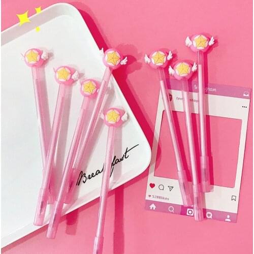 48pcs/lot Japanese Korean cartoon fresh Magic Wand girls stationery gel pen wings star signature pen