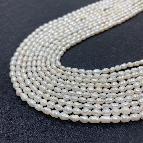 A-level Natural Freshwater Pearl Rice-shaped Exquisite DIY Ladies Commonly Used Necklaces and Earrings Jewelry Size 3.5-3.8mm