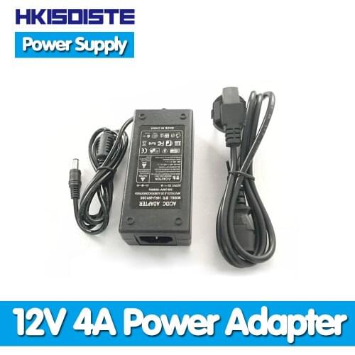 HKIXDISTE 12V 4A Power supply for led strip EU/US/UK/AU adapter for AC110-220V to DC12V options plug transformer