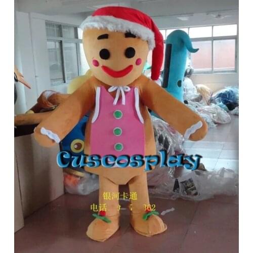 Big promotion Gingerbread Man Mascot Costume Character Fancy Dress Christmas Carvinal Cartoon Adult Size Mascot