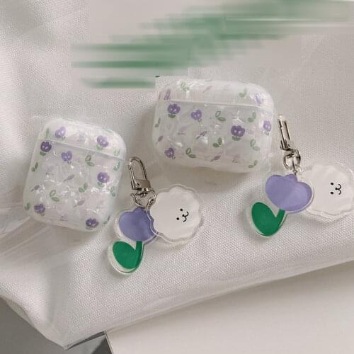 For AirPods 2 Case airpod Pro 3 case cute Korea bear Cartoon keyring case For Air pods case clear silicone Earphone Cover
