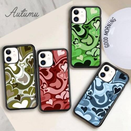 Heart Swirl Pattern Phone Case for iPhone 11 12 Pro Max mini X XR XS SE 2020 5 6S 7 8 Plus Samsung Galaxy S8 S9 S10 Cover shell