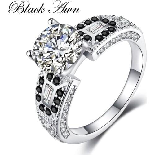BLACK AWN 2021 New Genuine 100% Sterling 925 Silver Jewelry Square Engagement Rings for Women Gift C386