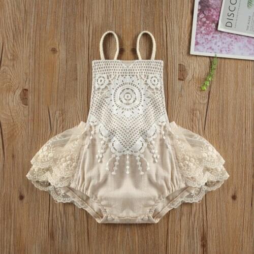 Ma&Baby 0-24M Newborn Infant Baby Girls Romper Lace Sleeveless Jumpsuit Princess Clothes Overalls Costume DD40