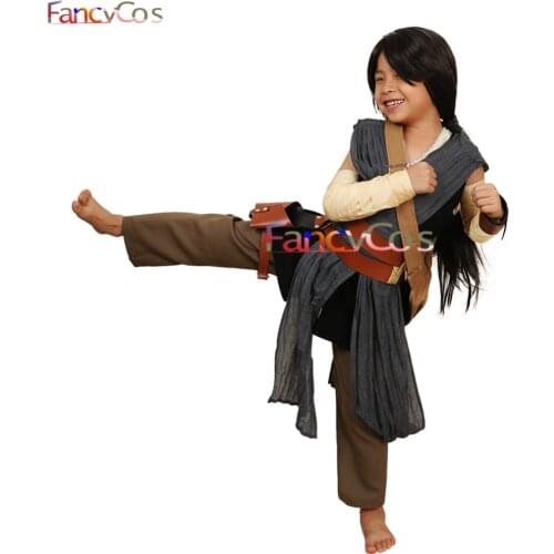 Kid Star Wars: The Last Jedi Rey Dress Bag Belt Fancy Costume Cosplay Halloween Costume for Kids Anime Cosplay