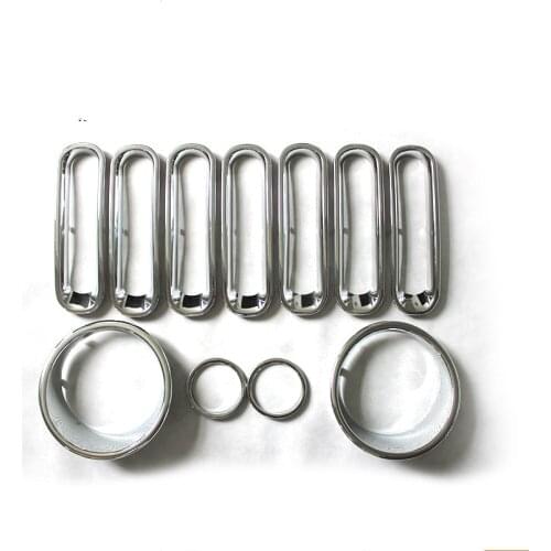 For Jeep Wrangler 2007-2015 high-quality ABS chrome-plated mid-grid headlight bright circle decoration 11 pieces