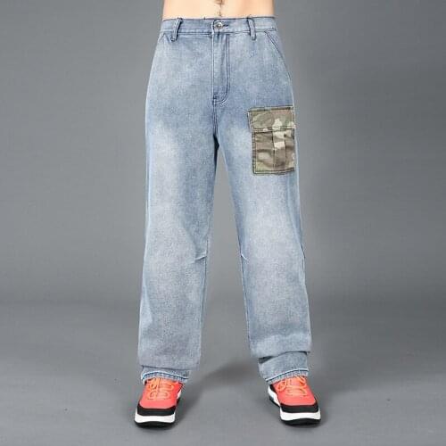 Jeans for Men Mens Modis Straight Denim Cargo Pants Biker Jeans Men Baggy Large Size 30-44 46 Blue Jeans
