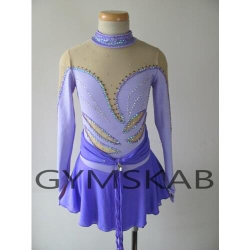 Elegant Figure Skating Dress Womens Girls Customized Ice Skating Dress Long-sleeved Gymnastics Costume 5497