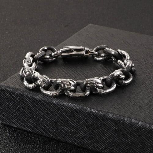 European and American retro vintage trend irregular square mens titanium steel bracelet