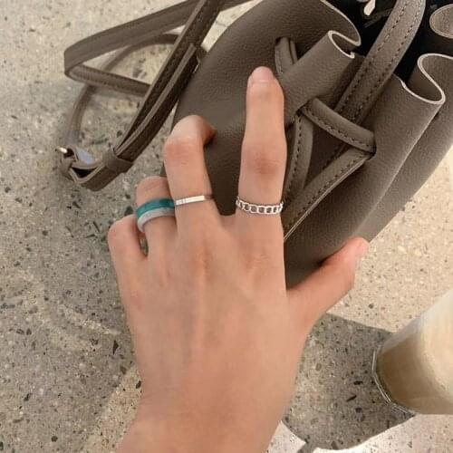 1SET Korea Trendy Acrylic 2020 Chic Colorful Transparent Resin Rings Hot Morandi Color Women Round Metal Party Jewelry Ring Set