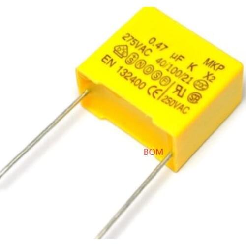 10PCS 470nF capacitor X2 capacitor 275VAC Pitch 15mm X2 Polypropylene film capacitor 0.47uF