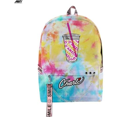 Fashion Student schoolbags Charli Damelio-Candy Color 3D Backpack Boys Girls Amelio Charli Backpack Kpop Travel bag Casual bag