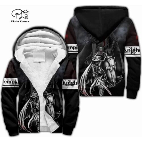 Cos Knight 3Dprinted Fleece Zipper Hoodies Unique Funny Awsome Men/Women Unisex Winter Warm Double Plus Velvet Jacket Costumes 1
