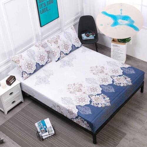 Polyester Waterproof Bed Mattress Cover Watertight Mattress Protector Pad Fitted Sheet Separated Water Bed Linens with Elastic