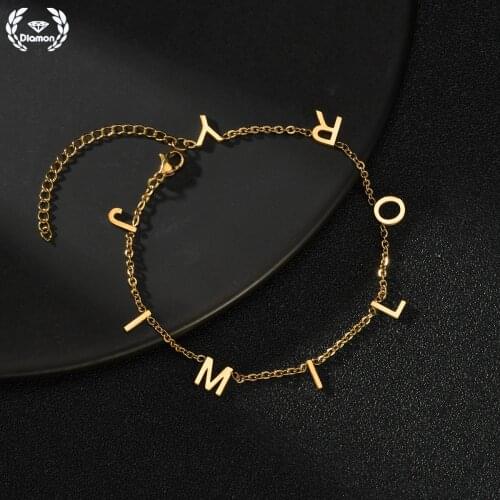 Diamon New Fashion Bracelet for Women Customized Name Letters Stainless Steel Couple Bracelets Gold Jewelry Personalized Gift