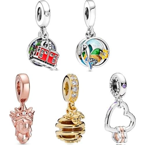 Original Brazi Parrot & Beach Ice Cream & Donut Pendant Beads Fit Europe 925 Sterling Silver Charm Bracelet DIY Jewelry