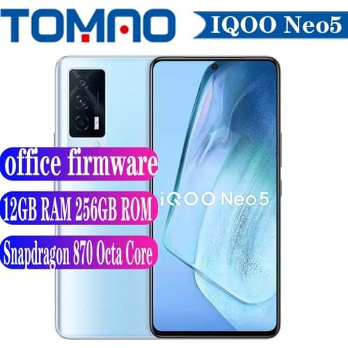 Original Vivo IQOO Neo 5 5G Mobilephone 120Hz 8GB 12GB RAM 128GB 256GB ROM Snapdragon 870 66W AMOLED 48MP rear camera Android 11