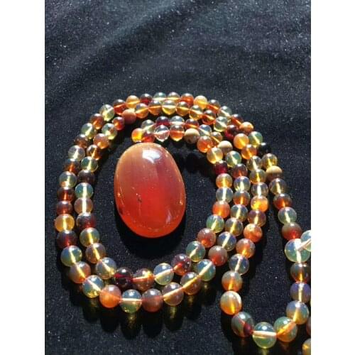 The amber stupa pendant mellow gold-amber tengchong amber live tea amber myanmar beeswax hand 108 hand chain