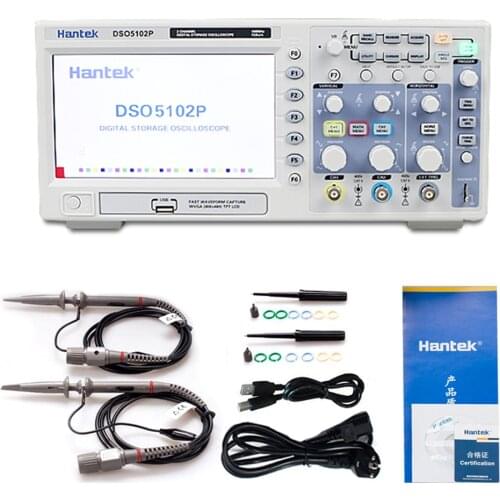 Hantek DSO5102P 7.0-Inch Portable HD Digital Storage Oscilloscope 100MHz 2 Channels 40K Record Length USB Handheld Oscilloscopes