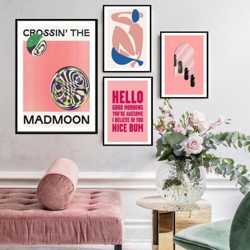 Nordic Papiers Decoupes Poster Prints Abstract Blue Pink Figure Canvas Painting Mirror Letter Wall Art Pictures Bedroom Decor