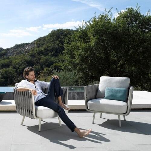 Nordic Outdoor Sofa Combination Garden Courtyard Villa Living Room Sun Proof Tea Table Sun Terrace Small Room Rattan Furniture