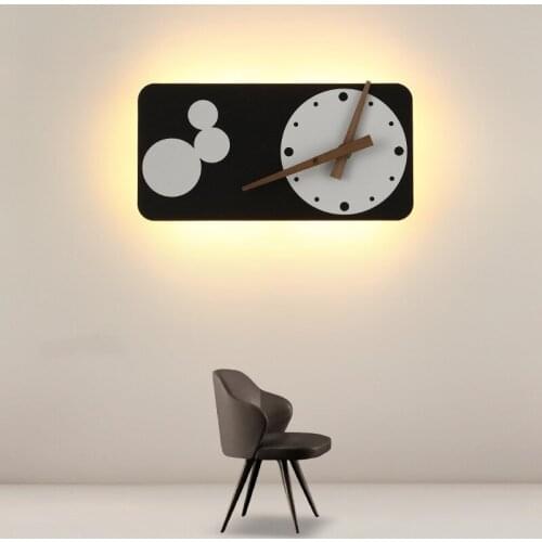 Mordern Nordic LED Wall Lamps With Clock For Restaurant Living Room Bedroom Contracted Luminaire Indoor Creative Decor Supplies