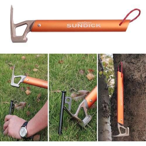 SUNDICK Outdoor Camping Tent Peg Hammer Multifunctional Hiking Fishing Stainless Steel Stakes Nail Puller Mountaineer Climbing