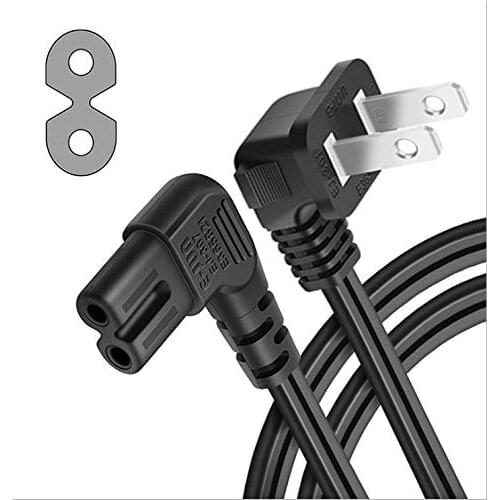 Universal 2 Prong Angle Power Cord 6ft NEMA 1-15P to IEC320 C7 Figure 8 Connector AC Power Supply Cable Wire for Smart Monitor