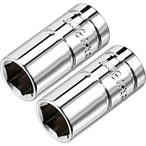Uxcell 2Pcs 1/4-inch Drive 8mm Cr-V 6-Point Shallow Socket Mirror Chrome Plated Finish for Heavy-duty Pneumatic Tools Hot Sale