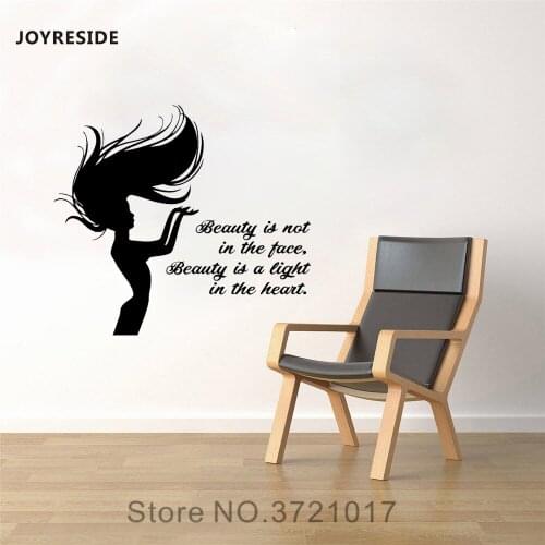 JOYRESIDE Beauty Is A Light In The heart Wall Hair Quote Decal Vinyl Sticker Decor Girls Kids Bedroom Art Decoration Mural A449