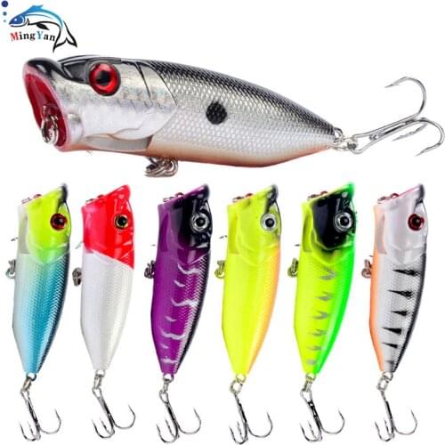 1pcs Fishing Lures Topwater Popper Bait 6.5cm 12g Hard Bait Artificial Wobblers Plastic Fishing Tackle with 6# Hooks