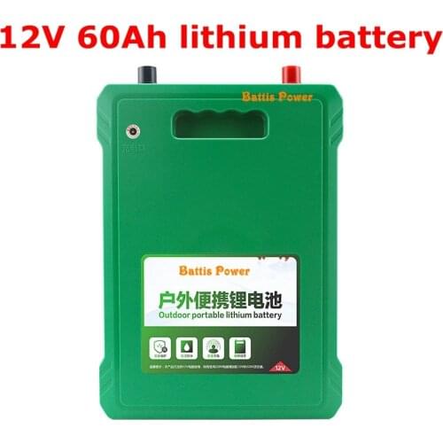 12v 60Ah high capacity li-ion battery 12v lithium battery pack for camping outdoor power supply inverter + 5A charger