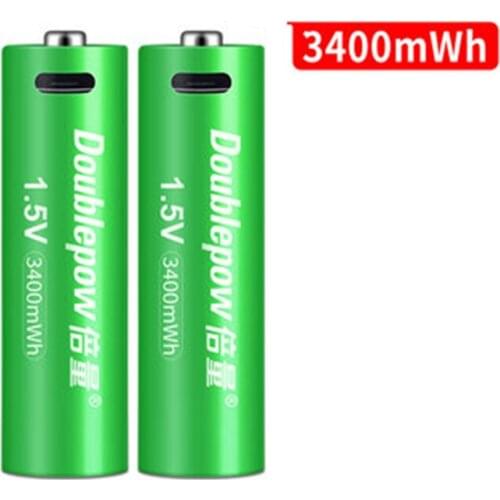 2pcs/lot New 1.5V AA rechargeable battery 3400mWh USB rechargeable lithium battery fast charging via Micro USB cable